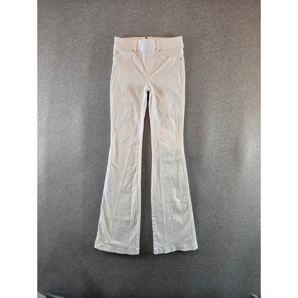 Spanx Jeans Kick Flare Women Small White Pull On High Rise Stretch Denim BOHO